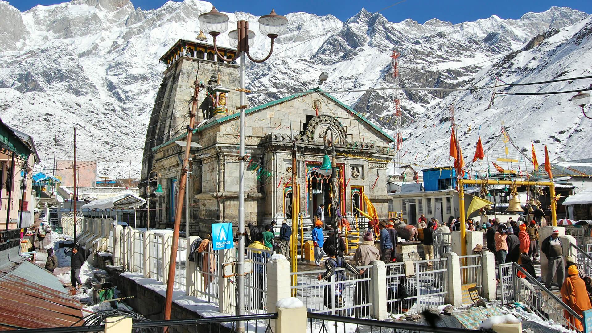 Kedarnath Temple against the snow-capped Himalaya